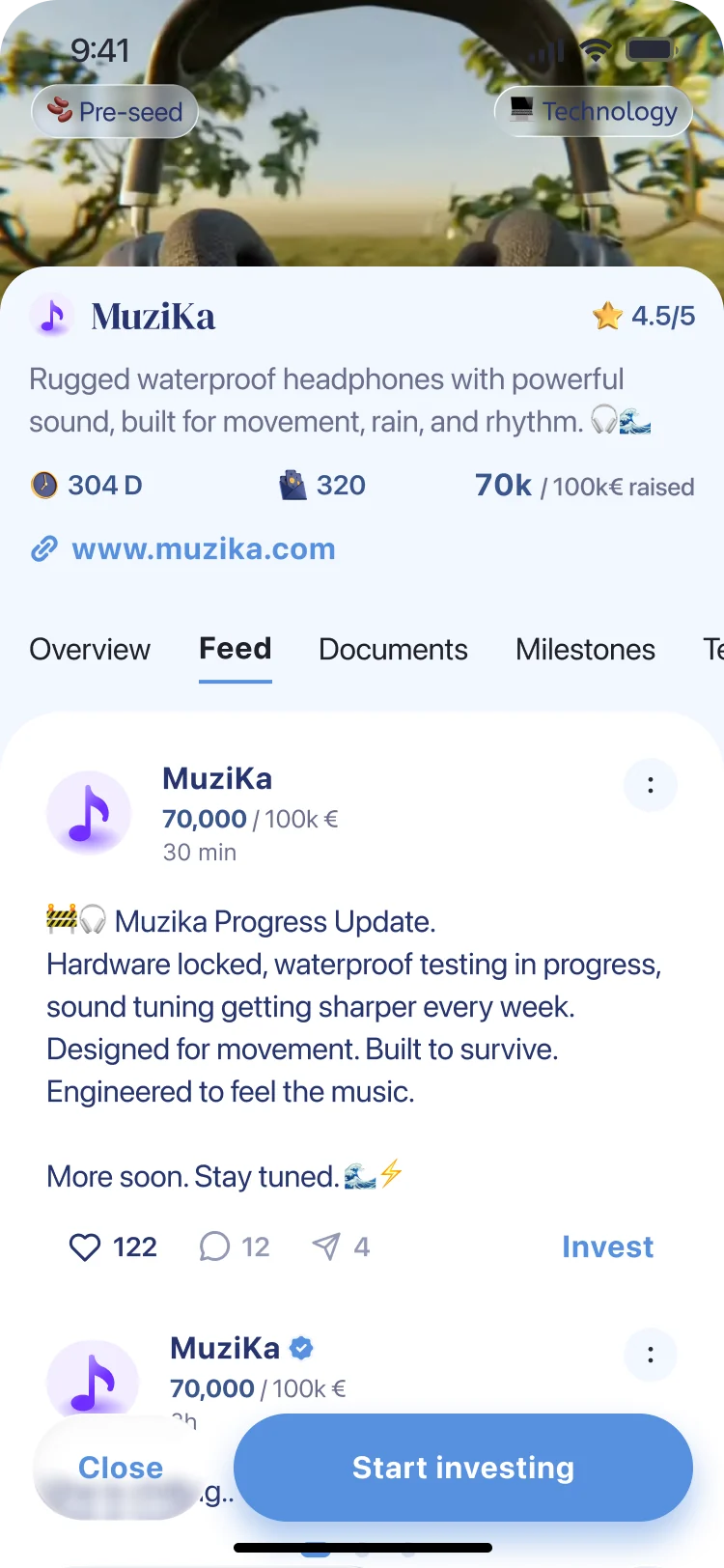 Muzika startup profile and founder updates in HugeOne