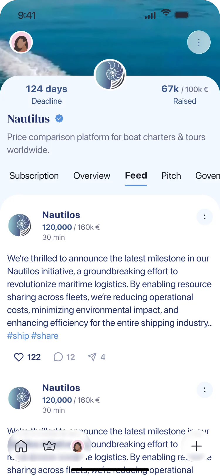 Nautilus company update history in HugeOne